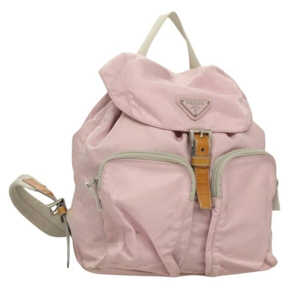 PRADA Backpack Nylon Pink Silver Auth 125696 - Picture 1 of 16